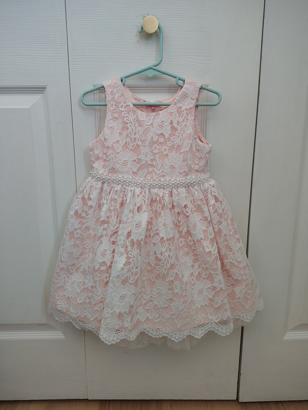 American Princess Pink Lace Pearl Dress